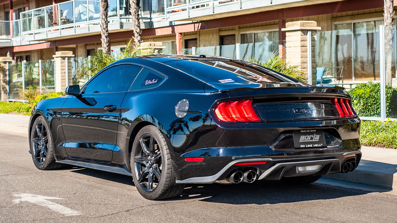 Borla 2018-23 Mustang GT 5.0 S-Type Exhaust System Round Angle-Cut Bright Carbon Fiber Tips