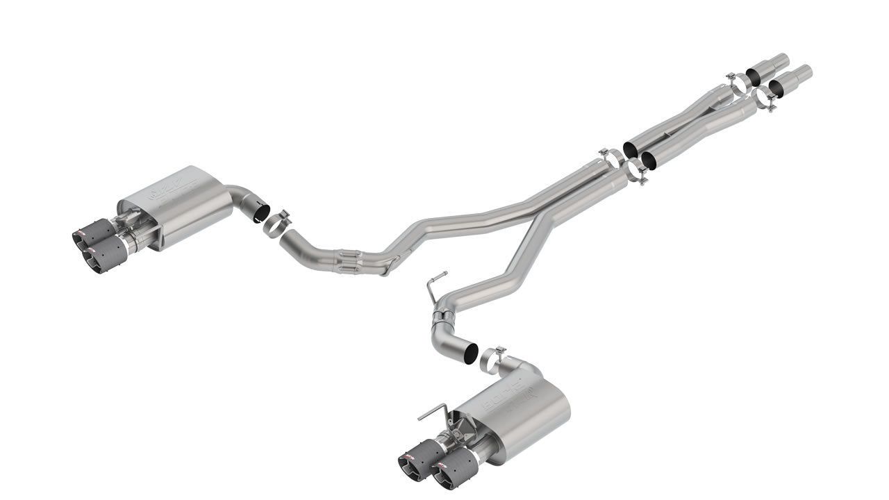 Borla 2018-2023 Ford Mustang GT Cat-Back Exhaust System ATAK Bright Carbon Fiber Tips Part # 140743CF