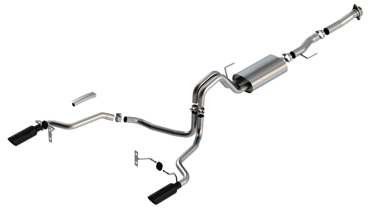 Borla 2021-2025 Ford F-150 Cat-Back Exhaust System S-Type Black Chrome Tips Part # 140868BC
