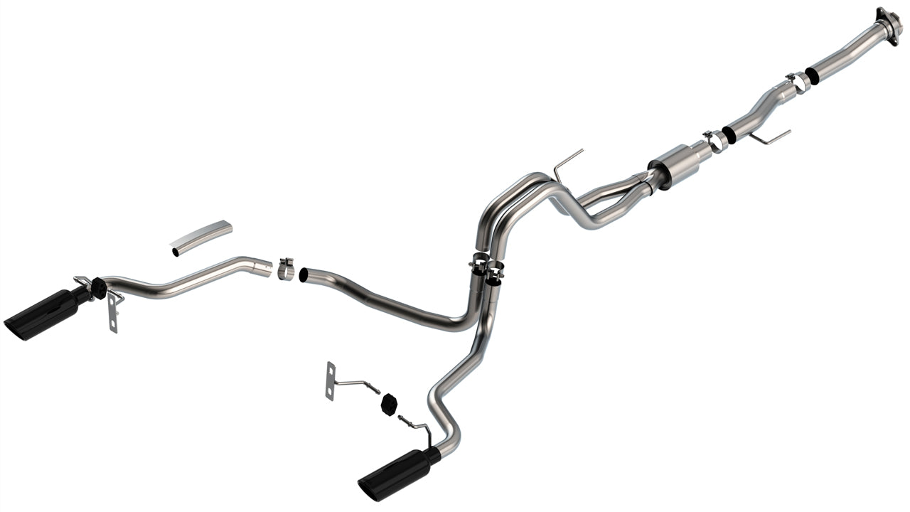 Borla 2021-2025 Ford F-150 Cat-Back Exhaust System ATAK Black Chrome Tips Part # 140869BC