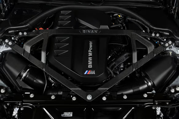 Dinan Matte Carbon Fiber Strut Tower Brace - 2021-2026 BMW M2/M3/M4 Part #  D180-0015-B