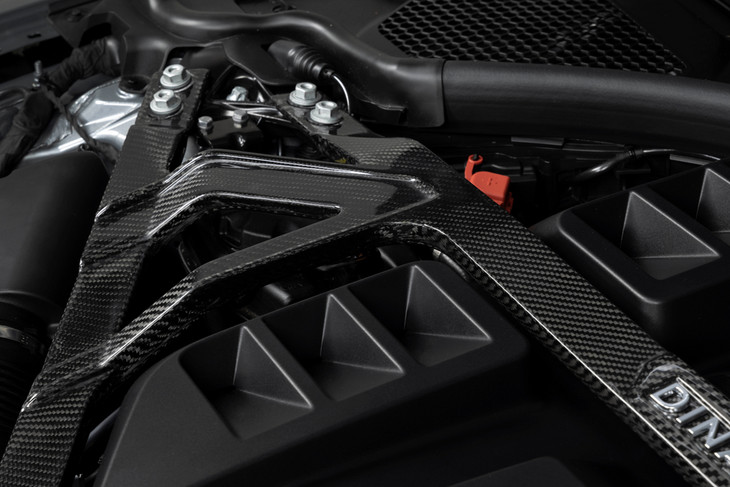 Dinan Gloss Carbon Fiber Strut Tower Brace - 2021-2026 BMW M2/M3/M4 Part #  D180-0015