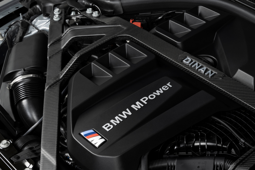 Dinan Matte Carbon Fiber Strut Tower Brace - 2021-2026 BMW M2/M3/M4 Part #  D180-0015-B