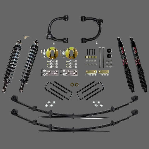 SKYJACKER 2016-2023 Tacoma 3 in. Front Coilover Suspension Lift System with Front Upper Control Arms, Rear Leaf Springs, and Rear Black MAX Shocks (Toyota Tacoma) TC536UBKS